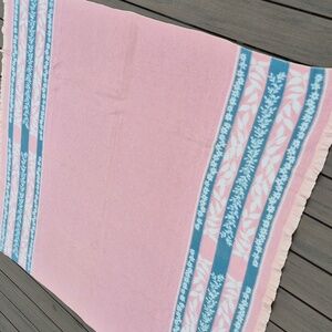 Vintage Wool O' The West 57" x 69" Reversable Pink and Blue Patterned Blanket